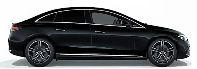 Mercedes-Benz EQE electric luxury chauffeur car for Luton Airport transfers