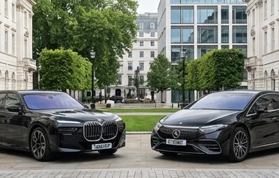 Electric luxury chauffeur London tech-luxe fleet BMW i7 and Mercedes EQS