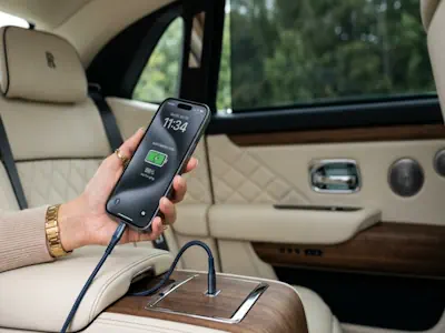 High-speed Wi-Fi and USB charging ports inside our Rolls-Royce Cullinan