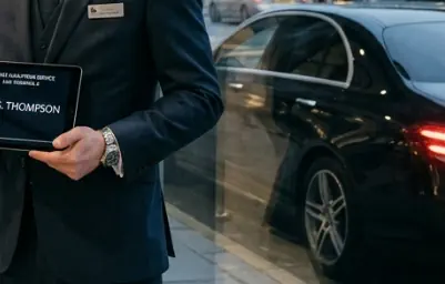 Professional chauffeur greeting a passenger for a Mercedes E-Class Chauffeur London airport transfer.