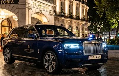 A Rolls-Royce Cullinan chauffeur service for luxury event venue.