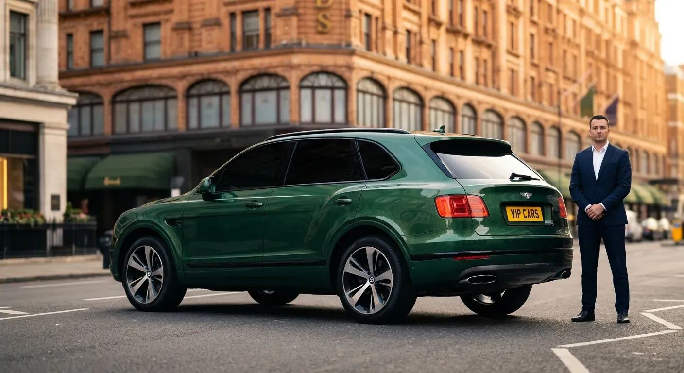 Luxury SUV with Chauffeur London: The Definitive Guide to Executive 4x4 Private Hire 2 VIPCARS Chauffeurs Bentley Bentayga chauffeur hire service in Knightsbridge London near Harrods